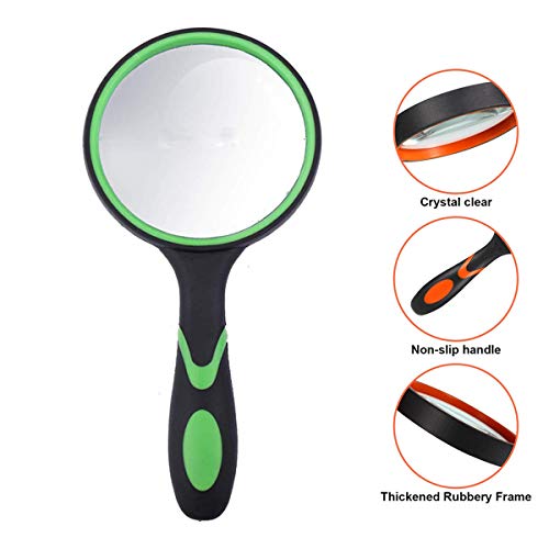 Rongon 10X Handheld Magnifying Glass, 100MM Large Reading Magnifier - color: Green