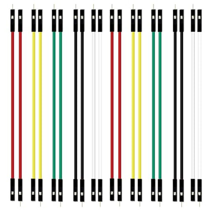 Breadboard Jumper Dupont Wires 24Awg Kabel 5 Colors 1Pin 2.54Mm Male to Female Double-End Tinning Connector Cable (Red, Black, White, Yellow, Green, 20 Each)