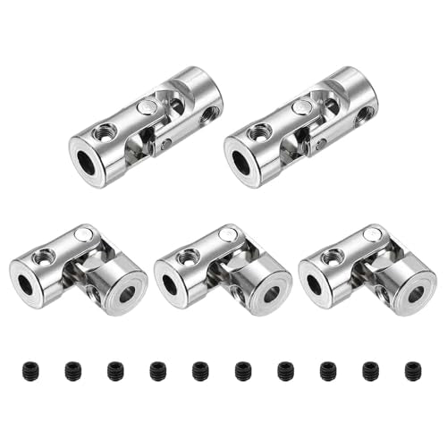 MECCANIXITY 5pcs Universal Joint Shaft Coupling, 3.17mm to 3.17mm Inner Dia Rotatable Steering Shaft U Joints Coupler with Screws for RC Car, Robot, Boat Drive Ship Motor Use - size: 3.17mm to 3.17mm