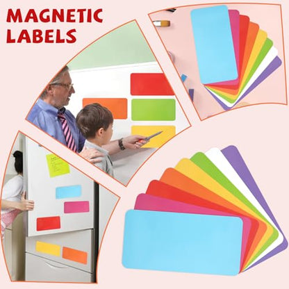 32 Pcs Dry Erase Magnetic Labels, 4.2" x 2.1" 8 Colors - color: Rainbow, size: 4.2 x 2.1 Inch