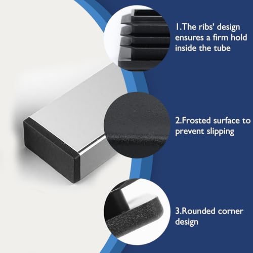 4 Pack 1-1/2"x1 Black Rectangular Tube End Cap Plastic Plugs - color: Black, size: 1-1/2" x 1" - 4 pcs