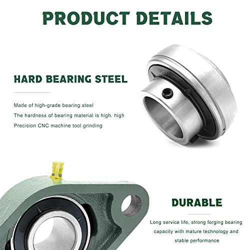 6 Pack UCFL206-20 Pillow Block Bearing – Flange 2 Bolt Mounted Pillow Block Bearings – Bearing Steel Bearings with 1-1/4" Bore - Self-aligning Bearings with Solid Cast Iron Base - size: UCFL206-20-6PCS
