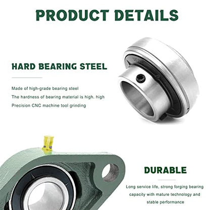 6 Pack UCFL206-20 Pillow Block Bearing – Flange 2 Bolt Mounted Pillow Block Bearings – Bearing Steel Bearings with 1-1/4" Bore - Self-aligning Bearings with Solid Cast Iron Base - size: UCFL206-20-6PCS