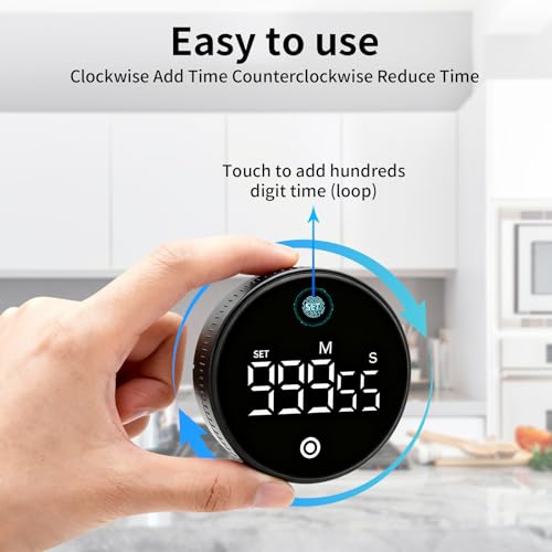 Digital Kitchen Timer, Magnetic Visual Countdown Countup Timer with Large LED Display, Adjustable Volume, Easy for Seniors and Kids, for Cooking, Classroom, Fitness, Study (2 * Black) - color: 2 * Black