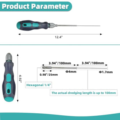 Clog Poke 3D Printer Accessories, Φ1.7mm L200mm Cleaning Needle Tool