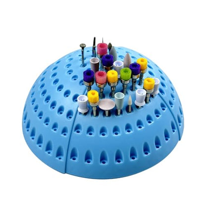 180 Holes Plastic Semi-Circular Dental Bur Holder, High/Low-Speed Drill Bits Disinfection Drill Box, Organizing Nail Drill Bits Dentistry Lab Tools(Without Tools) (Blue) - color: Blue