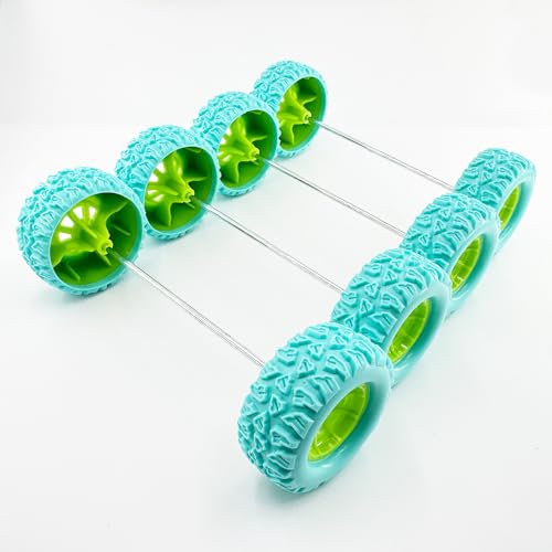 10PCS Toy Car Wheel RC Car Rubber Tire Wheel with 5PCS Shaft Round Rod Axles for RC Car Truck Robot DIY Model Toy Wheel Parts (2.5x48mm Blue) - style: 2.5x48mm Blue