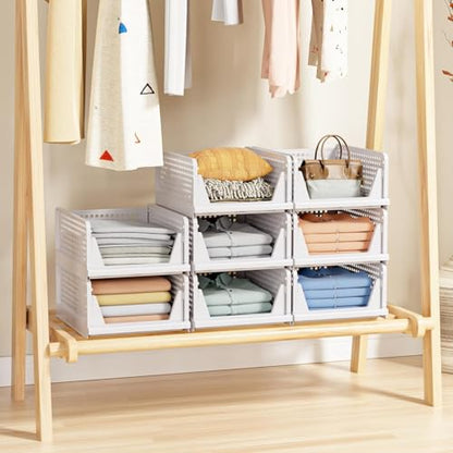 caktraie 8 Pack Stackable Closet Storage Basket - Stackable Storage Bins - size: 8 Pack White