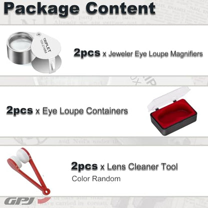2PCS Jewelers Eye Loupe Magnifier, Small Pocket Folding Magnifying Glass