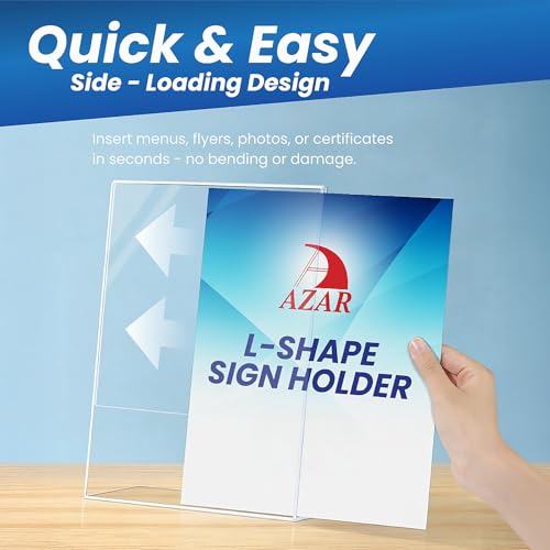 Azar Displays 112720 5.5" W x 7" H Vertical L-Shaped Sign Holder-10pk - size: 5.5 in W x 7 in H Vertical