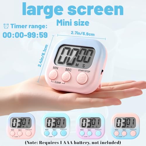 24 Pcs Multi-Function Electronic Timer Small Digital Kitchen Timer Digital Timers for Cooking Classroom Study Gym Magnetic Back and Large Display Exercise with Countdown/Up Mode