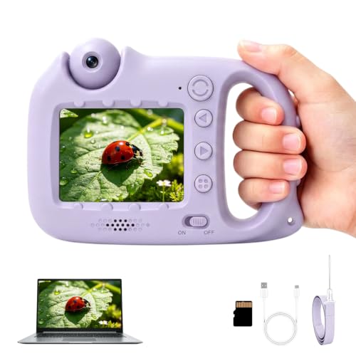 Kids Microscope Camera, 1000X Digital Microscope with Flip-Up Camera - color: Purple