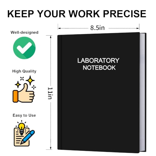 Lab Notebook/Laboratory Notebook - (.25" Grid Format), Laboratory Notebook Quad Ruled Science Lab Book with Grid Pages: Table of Contents for Chemistry, Physics, Biology, 8" x 10", Black - style: Black