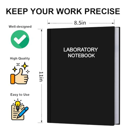 Lab Notebook/Laboratory Notebook - (.25" Grid Format), Laboratory Notebook Quad Ruled Science Lab Book with Grid Pages: Table of Contents for Chemistry, Physics, Biology, 8" x 10", Black - style: Black
