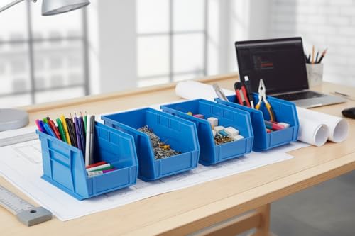 9.5" x 6" x 5" Plastic Stackable Storage Bin, Hudson Blue - color: Hudson Blue, size: 1 Pack