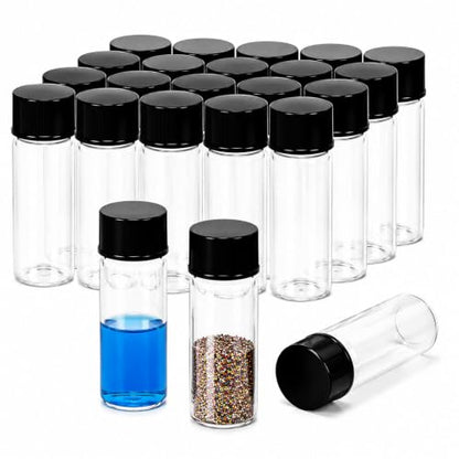 ALWSCI 1 Dram Glass Vials, Small Liquid Sample Vial, 15X45mm 4 ml Borosilicate Glass Empty Vials with Caps, 13-425 Black Screw Caps with PE Liner, Pack of 20 - size: 4ML