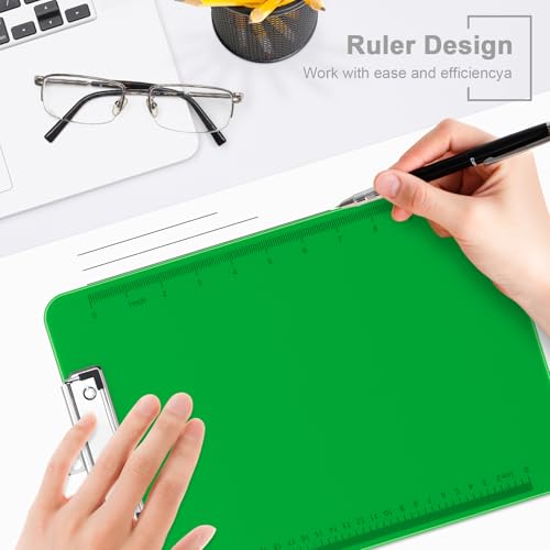 Piasoenc Plastic Clipboards, 8.5 x 11 Clip Board with Ruler,Green - color: Green