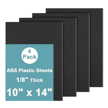 4Pack Black ABS Plastic Sheet 10" x 14" x 1/8" Thick Black Rigid Thermoplastic Sheet (Upgrade Surface) 3MM Flexible High Tensile ABS Moldable Plastic Panel for Crafts, DIY, Signs - color: Black, size: 10" x 14" x 1/8"