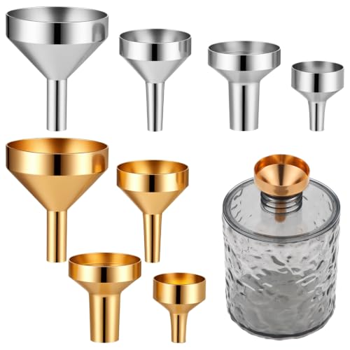 8PCS 4 Size Mini Metal Funnel for Filling Small Bottles