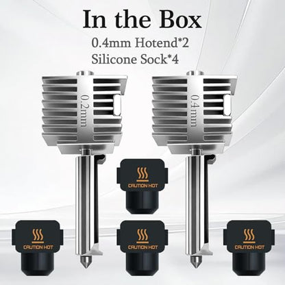 Bulto 2Pcs 0.4mm Hotend Kit for Bambu Lab A1/A1 Mini/A2L, Stainless Steel Integrated Design, High-Precision A1/A2L Nozzle Set with 4 Silicone Socks for Bambu A2L/A1 3D Printer, 3D Printer Accessories