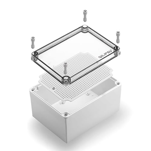 QILIPSU Outdoor Junction Box IP67 Waterproof Project Box ABS Plastic Weatherproof Electrical Enclosure Clear Cover (7.9"x5.9"x5.1" CC) - color: Clear Cover, size: 7.9"x5.9"x5.1"