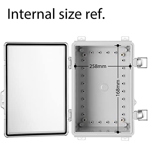 Gratury Junction Box, IP67 Waterproof Plastic Enclosure for Electrical Project, Hinged Transparent Cover, Includes Mounting Plate and Wall Bracket - color: Transparent, size: 11.4"×7.5"×5.5"