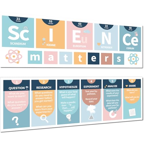 Lonfliness Boho Science Decoration Rainbow Science Banner and Poster Boho Posters Bulletin Board Set for Laboratory Bulletin Board Learning Decor Supplies - style: Bohemian