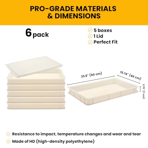 L'Oro Del Sud Commercial Dough Proofing Box Tray with Lid, White, 5 Pack - size: 5 Pack