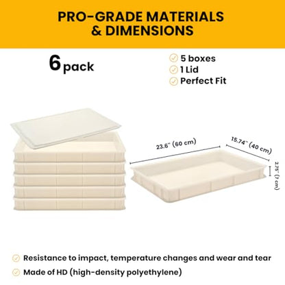 L'Oro Del Sud Commercial Dough Proofing Box Tray with Lid, White, 5 Pack - size: 5 Pack