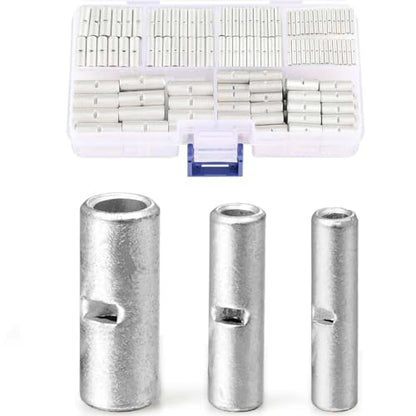 Chanzon 250pcs Non Insulated Butt Connectors Kit 22-18,16-14,12-10AWG - size: 22-18, 16-14, 12-10 Gauge