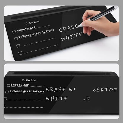 TOWON Glass Desk Whiteboard 16x7 in with to-Do List Templates, Black - color: Line Black