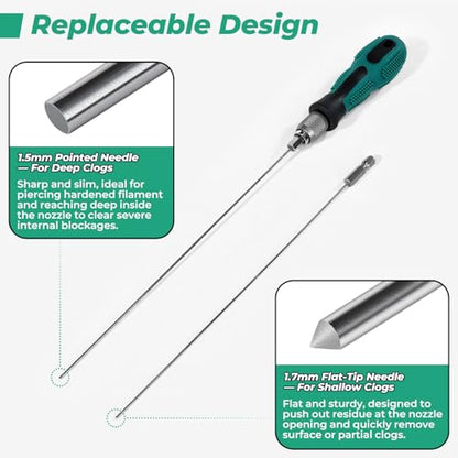 No-clogger 3D Printer Nozzle Cleaning Kit,210mm Cleaning Needles - style: 3PCS