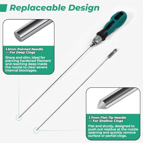 No-clogger 3D Printer Nozzle Cleaning Kit,210mm Cleaning Needles - style: 3PCS
