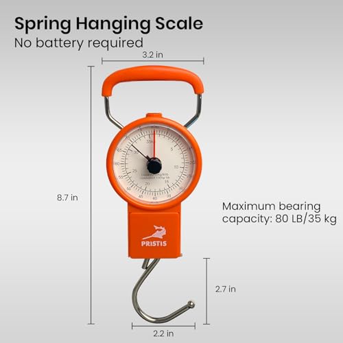 Pristis Fishing Hanging Scale with Tape Measure for Farm Kitchen Luggage