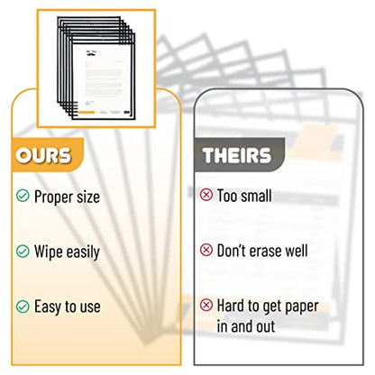 Mr. Pen- Reusable Dry Erase Pocket Sleeves, 10.2" x 14", 6 Pack, Black - color: Black, size: 6 Pack