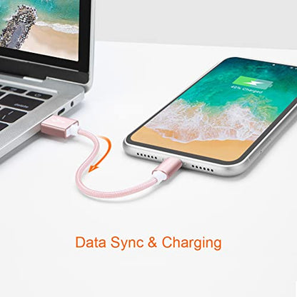 CableCreation USB A to Lightning Cable 6inch,iPhone Charging Data Sync Cord - color: Pink