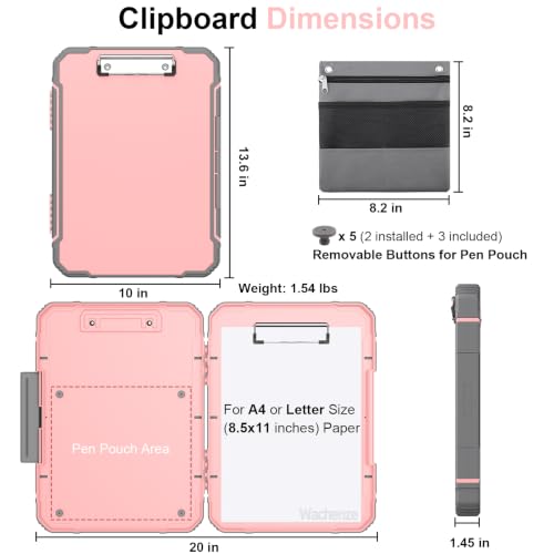Clipboard, Clipboard with Storage, Heavy Duty Clip Boards 8.5x11, Protective Over Molded Edge, Plastic Clipboards, Contractor Folder with Internal Pen Pouch for Driver (Rose Pink) - color: Rose Pink