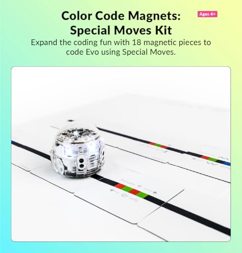 Ozobot Color Code Magnets Special Moves Kit, Interactive Coding Learning Tool for Kids Ages 5+,Enhances Logic & Problem Solving Skills,18 Tiles,Evo & Color Codes Magnets Base Kit Required Not Included - style: Color Code Magnets - Special Moves Kit (18 Ti