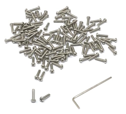 iexcell 100 Pcs M2 x 8mm Thread Pitch 0.4 mm Stainless Steel 304 Hex Socket Button Head Cap Screws Bolts Kit - size: M2 x 8mm