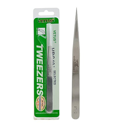 LASHVIEW Lash Tweezer, Vetus Straight Pointed Eyelash Tweezers for Profissional Grafting Eyelash Extension, Stainless Steel Needle Nose Tweezers for Lash Extension Stickers Precision Electronics, ST12 - size: ST12
