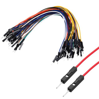 MECCANIXITY Male to Male 1Pin Breadboard Jumper Wire 2.54mm Pitch Ribbon Cable 20cm Long Electronics Breadboard Ribbon Cables for Breadboard Electronic Projects Pack of 40 - size: 20cm