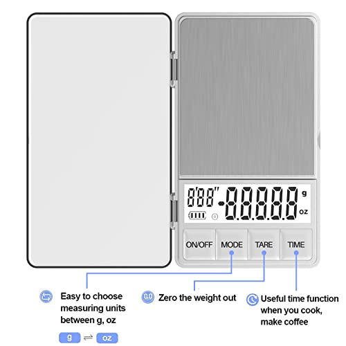 WEIGHTMAN Small Coffee Scale with Timer, 1000g x 0.1g, Mini Espresso Scale - color: Silver