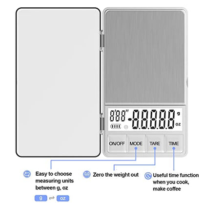 WEIGHTMAN Small Coffee Scale with Timer, 1000g x 0.1g, Mini Espresso Scale - color: Silver