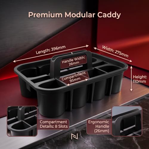 Deluxe Carry Caddy With Handle & 6 DIY Removable Partitions, 10Pcs