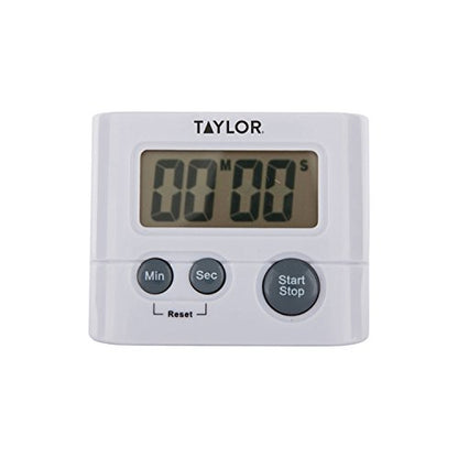 Taylor Digital Timer with 99 Minute 59 Second Display, Easy to Use, White Compact Design for Kitchen Cooking, Baking, and Timing Needs (Pack of 2) - size: 1 Count (Pack of 2)