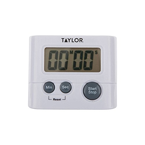 Taylor Digital Timer with 99 Minute 59 Second Display, Easy to Use, White Compact Design for Kitchen Cooking, Baking, and Timing Needs (Pack of 2) - size: 1 Count (Pack of 2)
