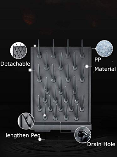 Lab Drying Racks Pegboard Bench-top Wall-Mount Laboratory Glassware Polyethylene Cleaning Equipment (27 Black) - style: 27 Black
