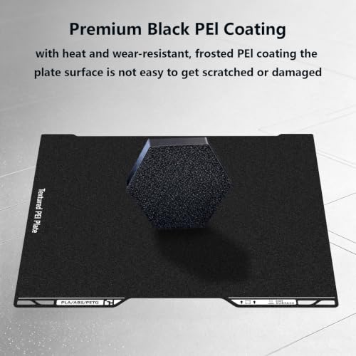 346x355mm Build Plate for Bambu Lab H2D/H2S, Double Side Black Textured PEI Sheet Flexible Spring Steel Plate Heated Bed Printing Platform for H2D, H2S 3D Printers - size: 346x355mm