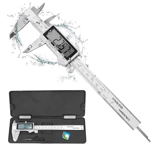 Digital Caliper Measuring Tool, IP54 Waterproof Stainless Steel Vernier Caliper Digital Micrometer with Large LCD Screen, Easy Switch from Inch Metric, 6 Inch Caliper Tool for DIY/Household