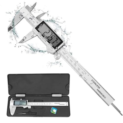 Digital Caliper Measuring Tool, IP54 Waterproof Stainless Steel Vernier Caliper Digital Micrometer with Large LCD Screen, Easy Switch from Inch Metric, 6 Inch Caliper Tool for DIY/Household